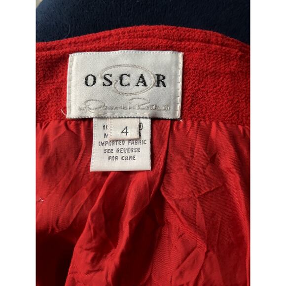EUC Oscar de la Renta Bright Red Double Layer Skirt with Slit 100% Wool Size 4 - Picture 3 of 6